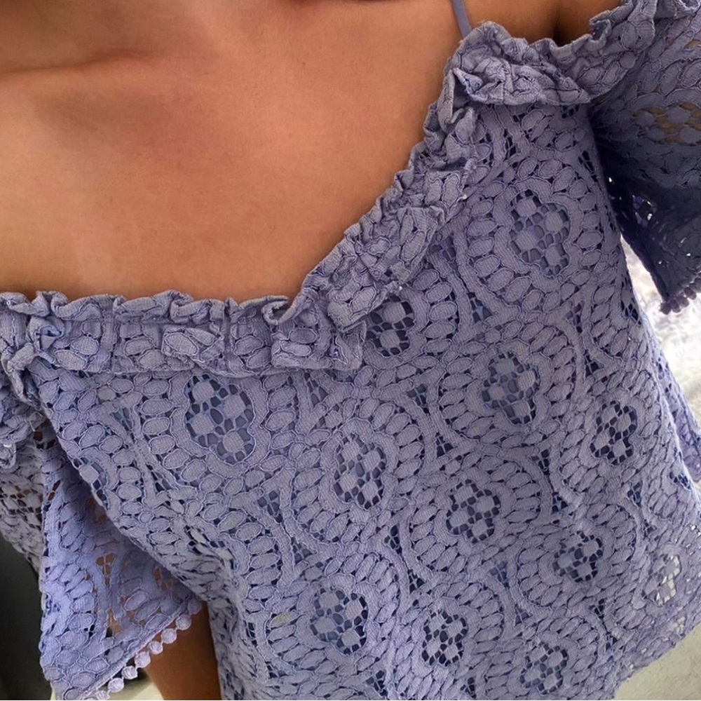 Topshop Lilac crochet Lace Off-Shoulder Blouse